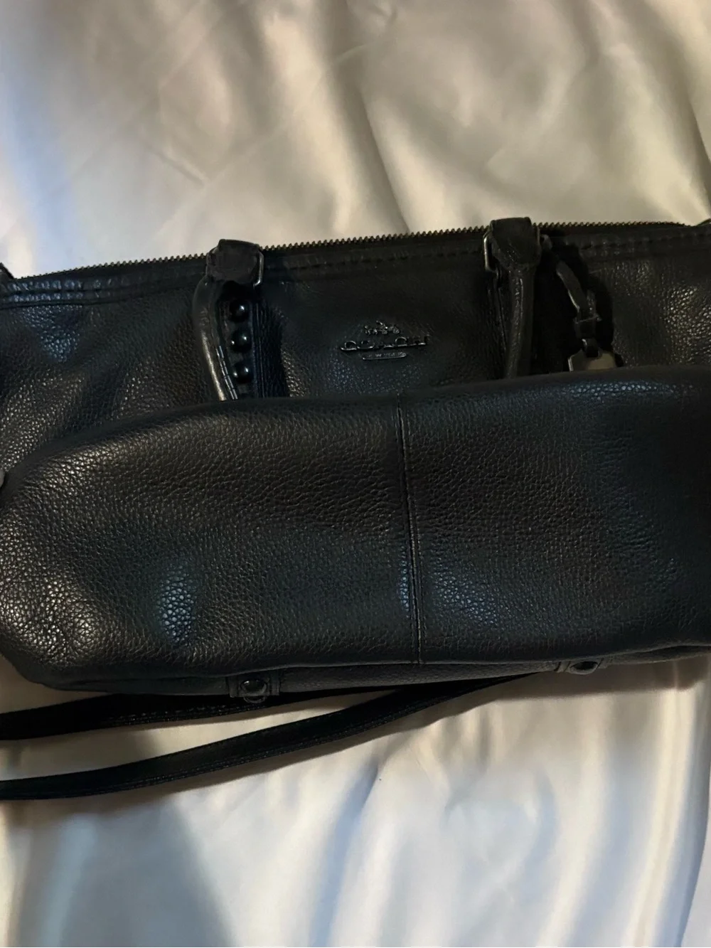 Coach Black Pebbled Leather Studded Satchel Crossbody Bag Style 36306